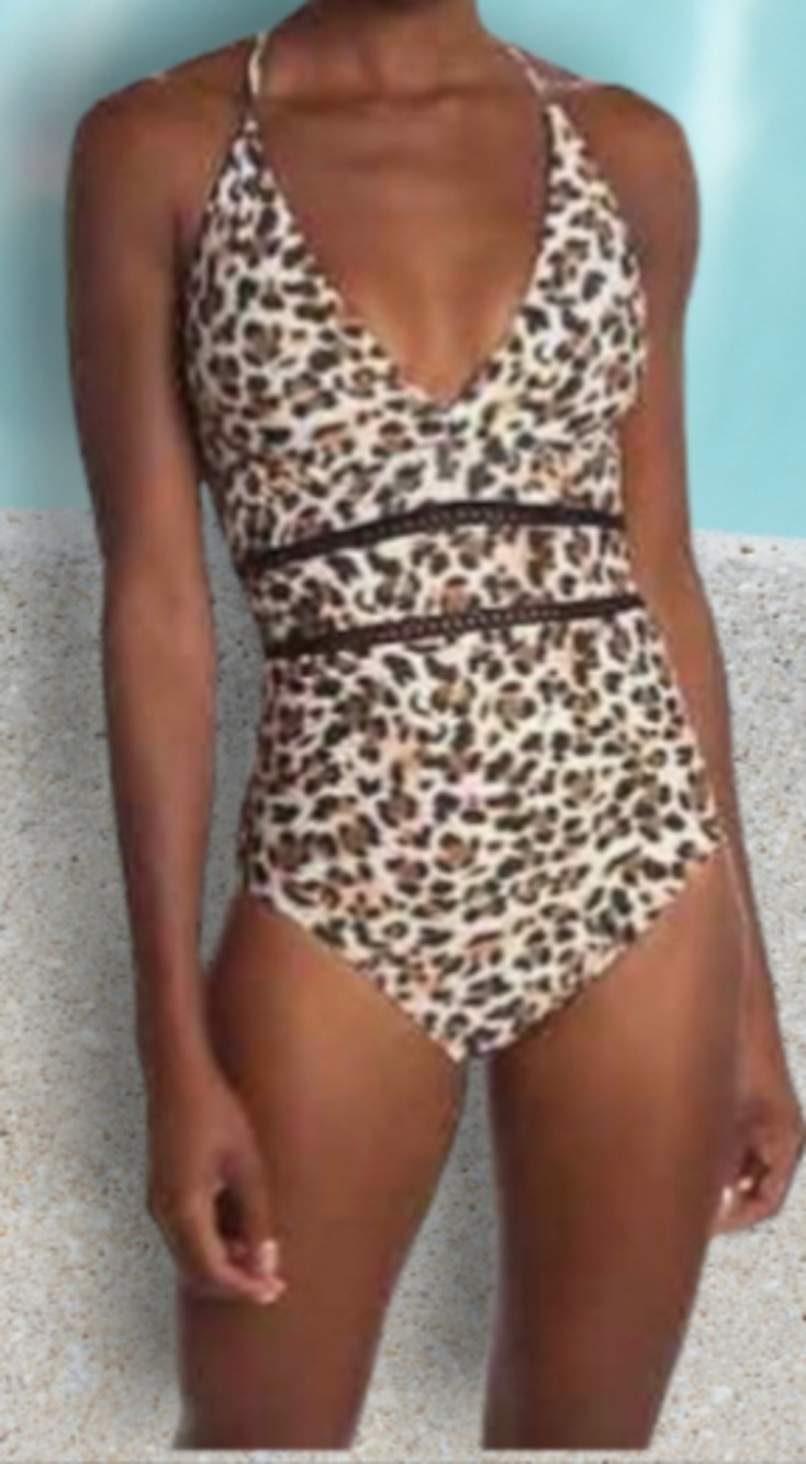 Athena One Piece Swimsuit Leopard Print Size 12